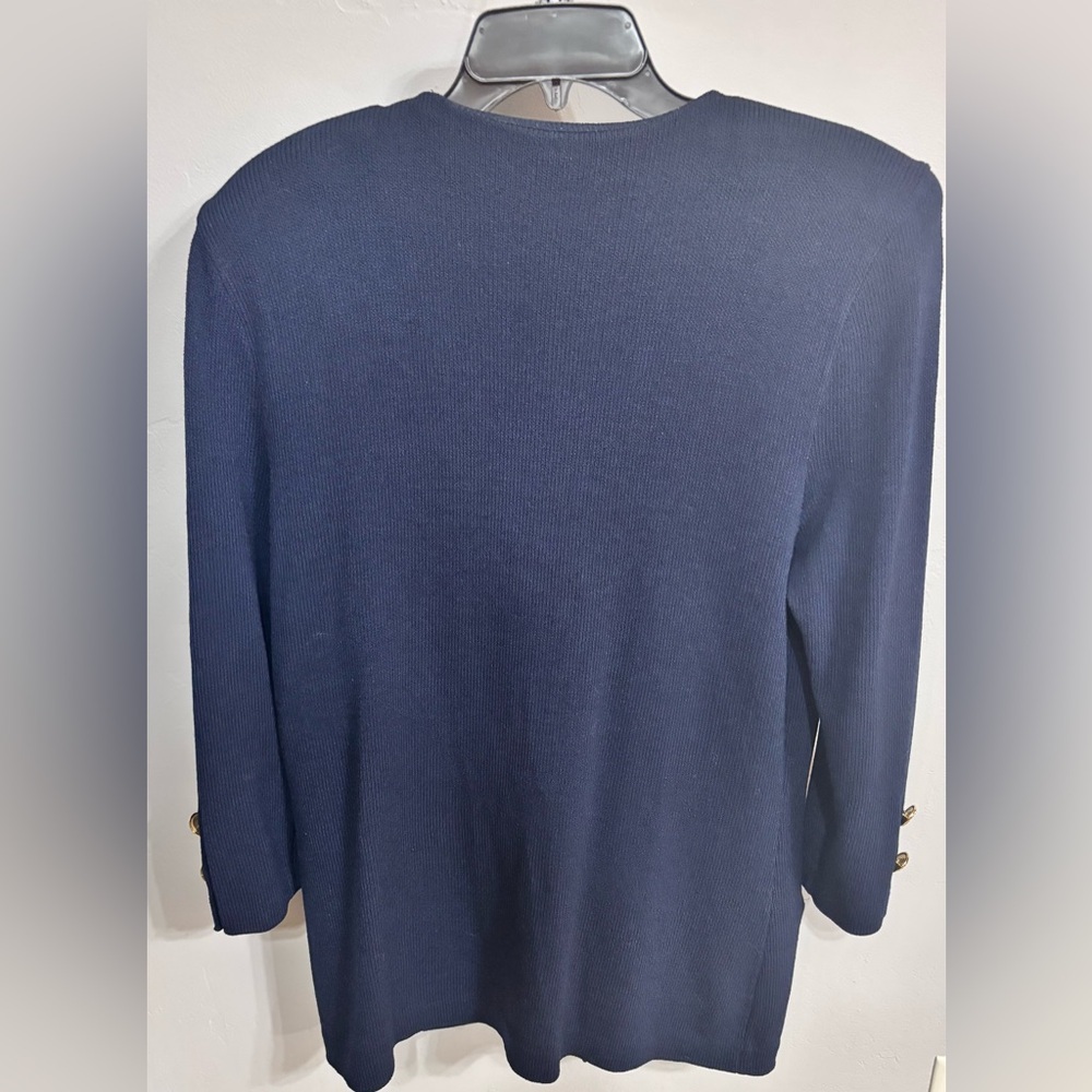 EUC St. John Navy Santana Knit Open Cardigan - Sz 14 - Picture 2 of 6